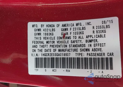 2016 Honda Accord Sport from USA, damaged, VIN 1HGCR2E55GA018907